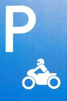 Road sign motorcycle parking lot, Germany, Europe