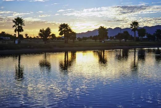 Sunset at Lake Tamarisk, California