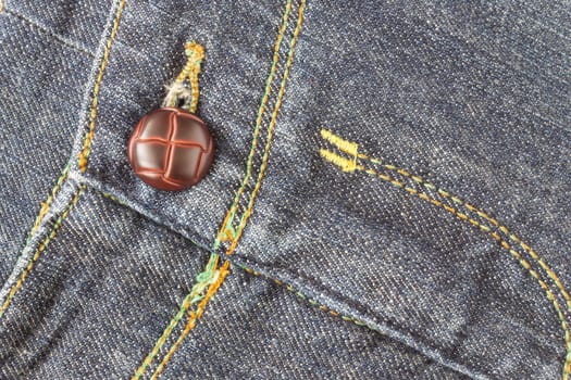 Crotch Jeans Texture Background and Brown Button. Crotch Jeans Background and Brown Button for Apparel Design