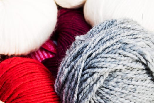 Many balls of yarn in a shop