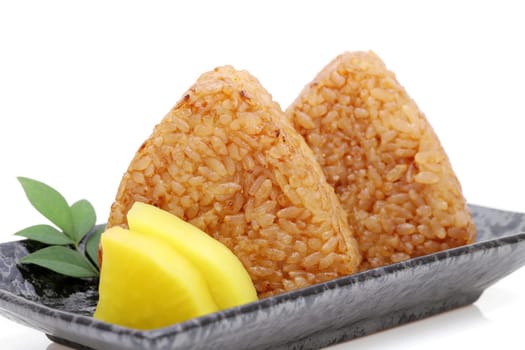 Yakionigiri, Japanese food, rice ball, rice triangle with soy sauce