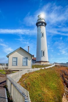 Aerial view of Pigeon Point Lighthouse in California