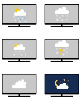 Verschiedene Wettersymbole auf Monitor