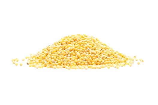 Raw millet on white background