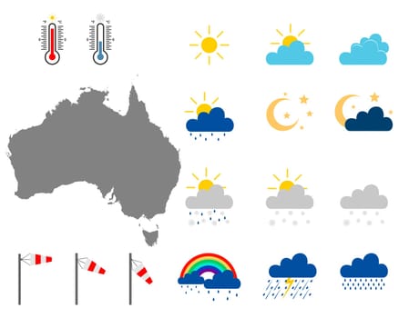 Karte von Australien mit Wettersymbolen