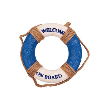 Decoration lifebuoy in blue and white isolated