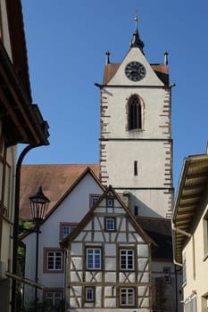 St. Peter's Church and half-timbered house in Endingen am Kaiserstuhl