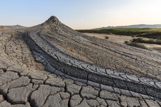 Strange landscape produced bu active mud volcanoes. Location: Buzau Romania