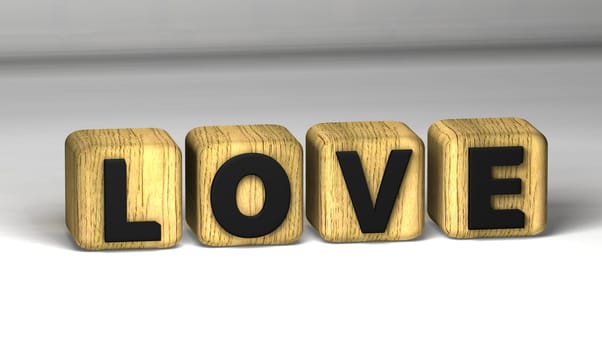 Love  text on a wood cubes , Concept Valentine