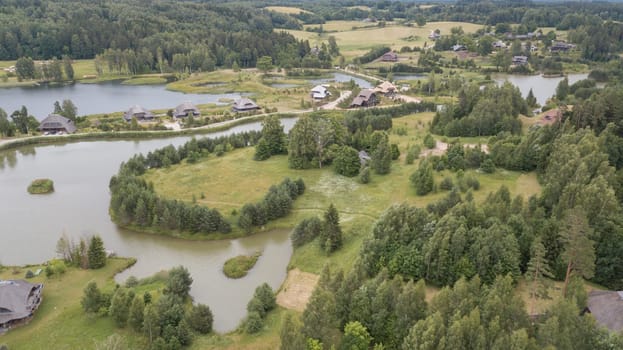 Amatciems lake Aerial drone top view Latvia