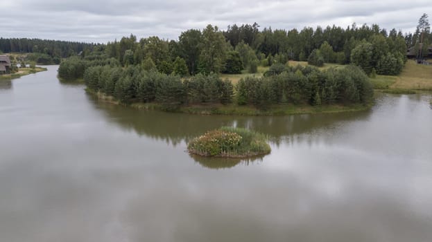 Amatciems lake Aerial drone top view Latvia