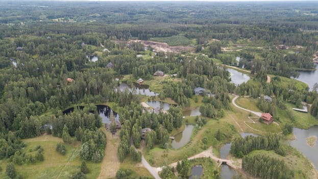 Amatciems lake Aerial drone top view Latvia