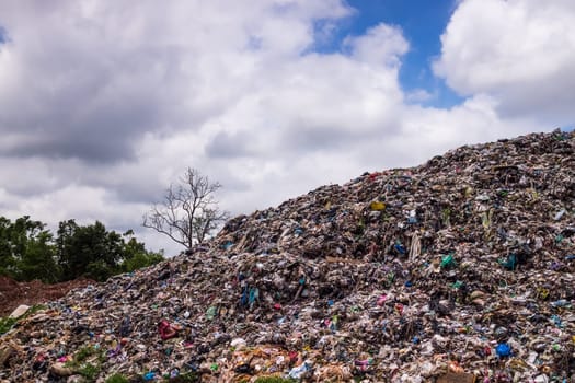 Landfill With Cumulus Clouds, landscape with garbage dump