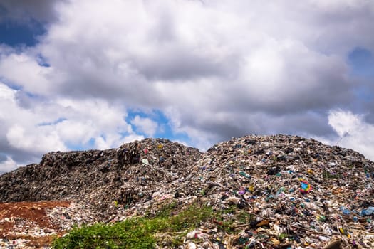 Landfill With Cumulus Clouds, landscape with garbage dump