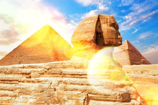 The Great Sphinx of Giza in the sun rays, Egypt