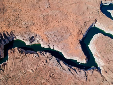 Aerial view of Lake Powell within Glen Canyon National Park, Arizona, USA