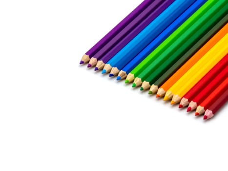 Color pencils isolated on white background with copy space for insert text.