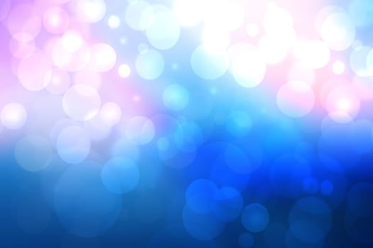 Abstract blurred vivid spring summer light delicate pastel blue pink bokeh background texture with bright soft color circles and glowing stars. Card concept. Beautiful backdrop illustration.