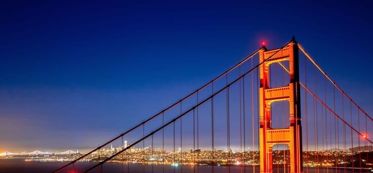 San Francisco Golden Gate Bridge and City Skyline Over the Bay