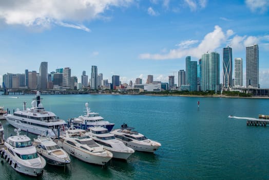 Aerial view of Bay in Miami Florida