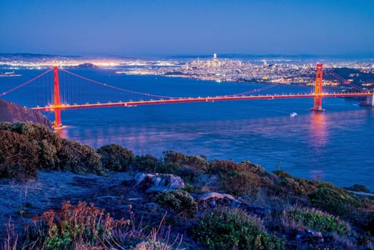 San Francisco Golden Gate Bridge and City Skyline Over the Bay