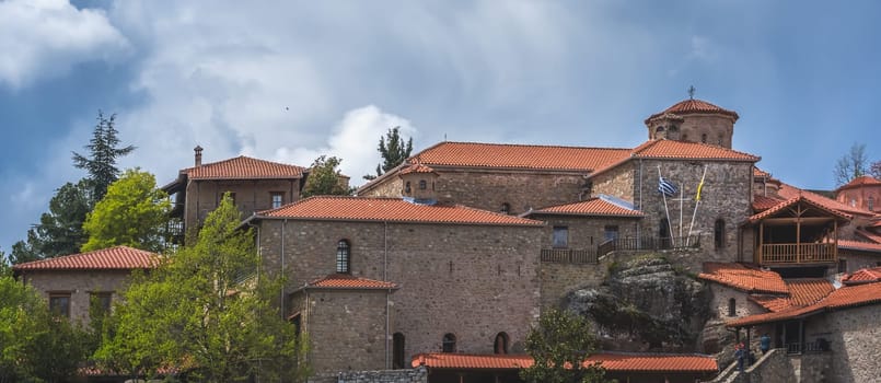 Stunningly located on top of a rock Holy Monastery of Great Meteoron in Meteora, Greece