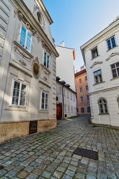 Old Vienna, historic city with houses and cobblestone street