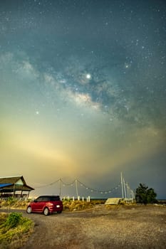 The Milky Way above the community outside the city.