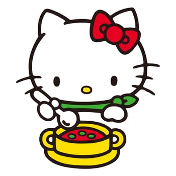 Hello Kitty food soup eat spoon    illustration character