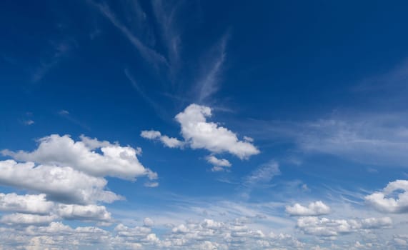 Landscape - blue Sky and white clouds in the Eifel - (Germany)