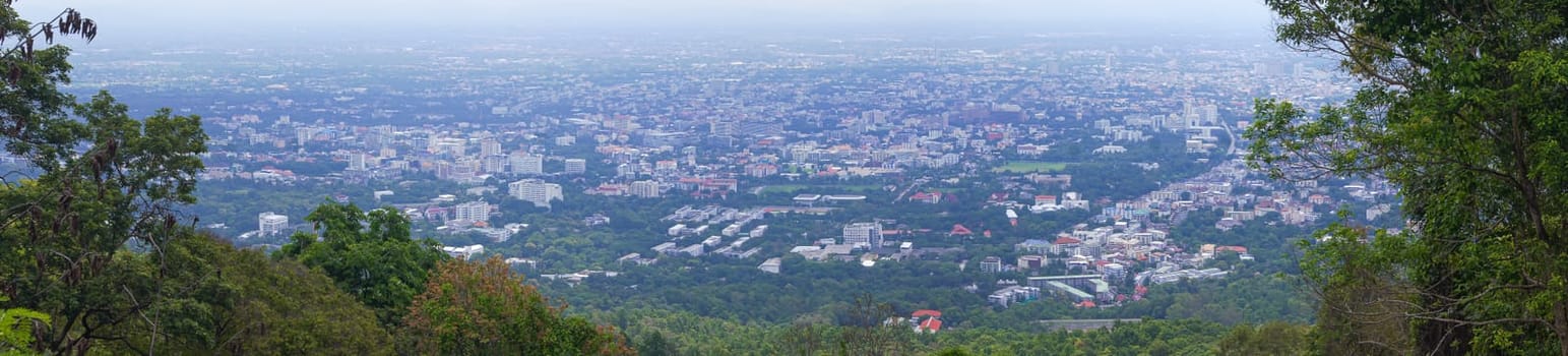 Panoramic, High view of the city in Chiang Mai, Thailand