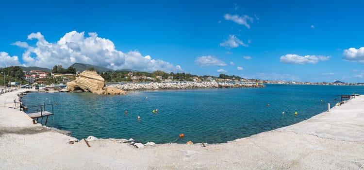 Panoramic view of the Laganas harbour on Zakynthos island, Greece