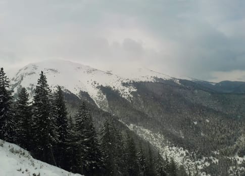 Winter landscape of Pirin mountains, Bansko ski resort in Bulgaria