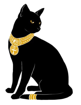 egyptian cat gold necklace jewelry animal culture goddess black illustration