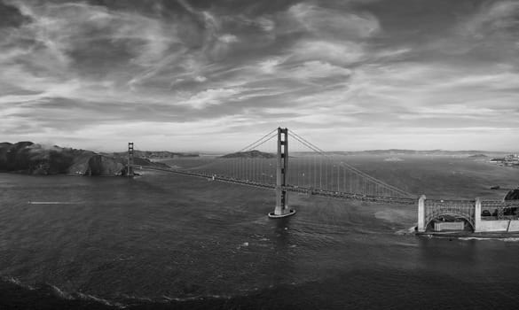 Aerial view of Golden Gate bridge in San Francisco