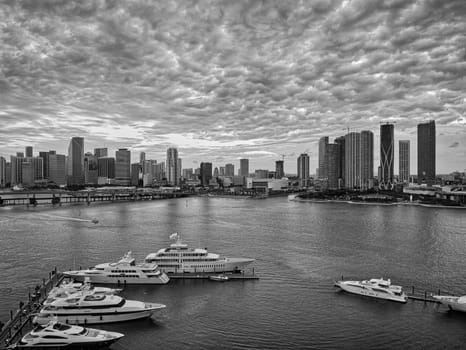 Aerial view of Bay in Miami Florida