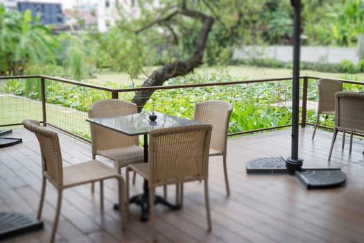 Outdoor relax furniture in the garden, stock photo