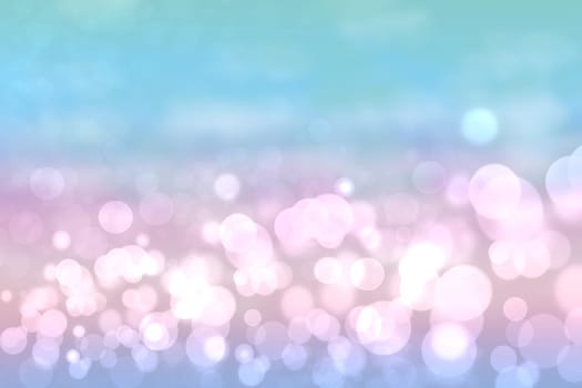 Abstract bright spring or summer landscape texture with natural light pink bokeh lights and blue bright sunny sky. Autumn or summer background with copy space.