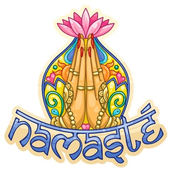 namaste indian hand culture salutation greeting illustration