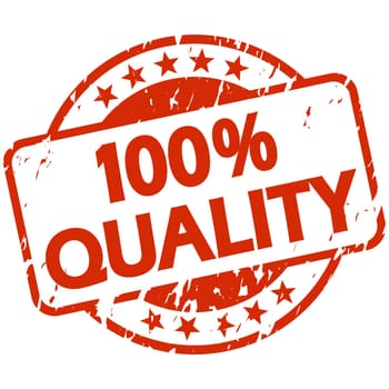 EPS 10 vector with round red colored grunge stamp with banner and text 100% quality