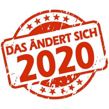 EPS 10 vector with round red colored stamp with banner and text that changes in 2020 (in german)