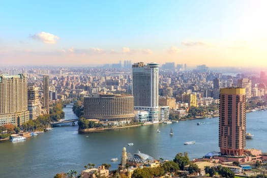 Fabulous skyscrappers on the Nile in the downtown of Cairo, Egypt.