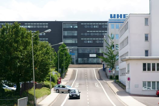 Bad Homburg, Germany - June 09, 2019: A commercial area with various office buildings and commercial buildings on 09 June 2019 in Bad Homburg...