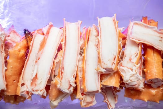 Alaskan King crab in seafood on ice buffet bar
