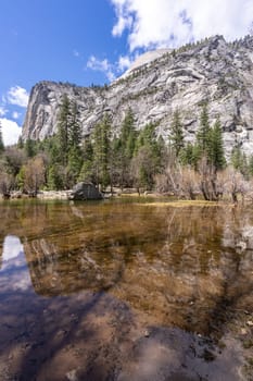 Mirror Lake at Yosemite Valley national Park in California San Francisco USA