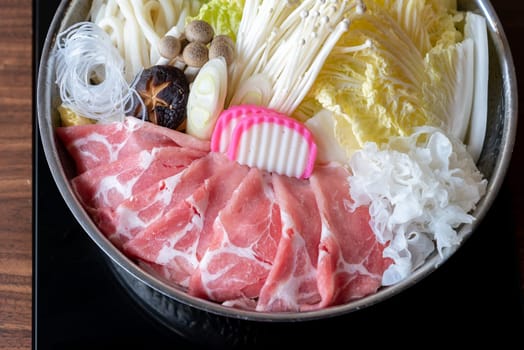 Japanese Kurobuta Pork Sukiyaki set ready to cook