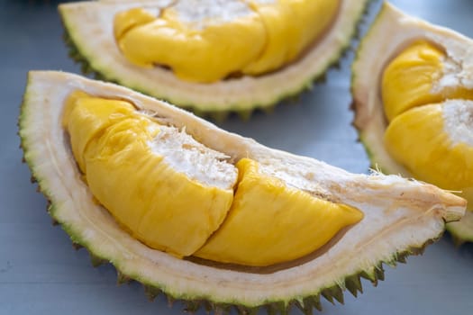 Malaysia famous fruits durian musang king, sweet golden creamy flesh.