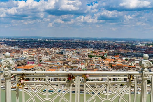 Panorama of Budapest over the Danube river. The bridges destroyed in World War II touch the two parts of the city Buda and Pest. The bridges stand out for their majesty and elegance.