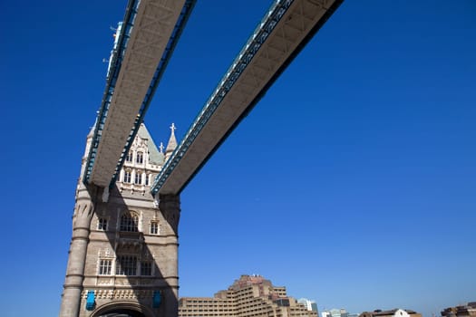 Detail of the tower bridge of London, England