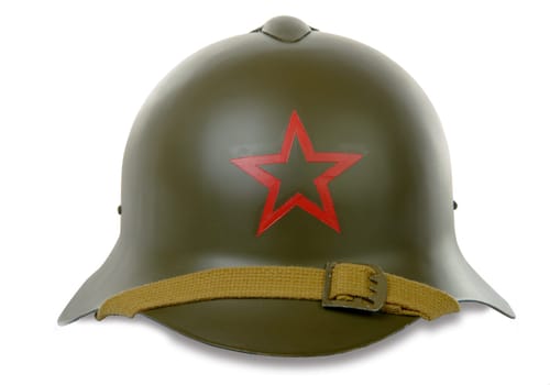 military helmet of the Soviet army with the red star